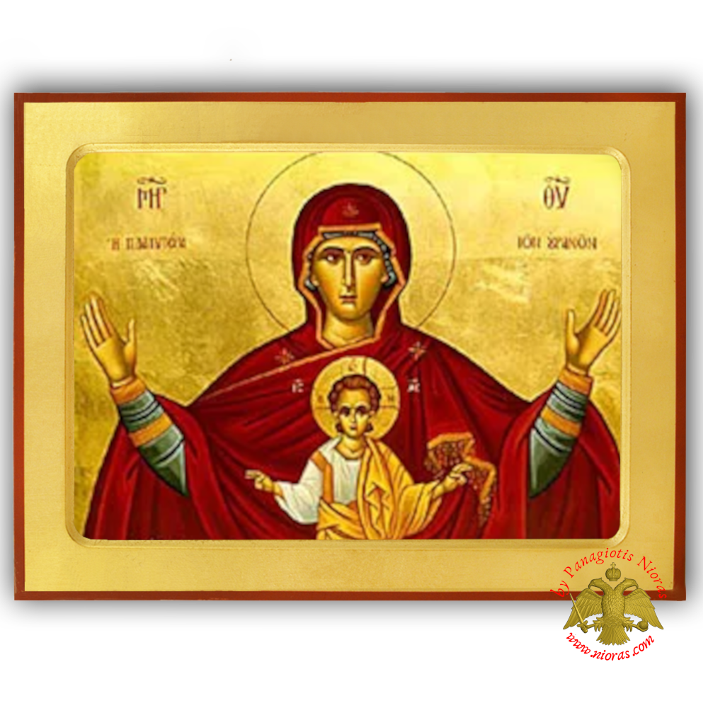 Holy Virgin Mary "Platytera of the Heavens" Wooden Icon